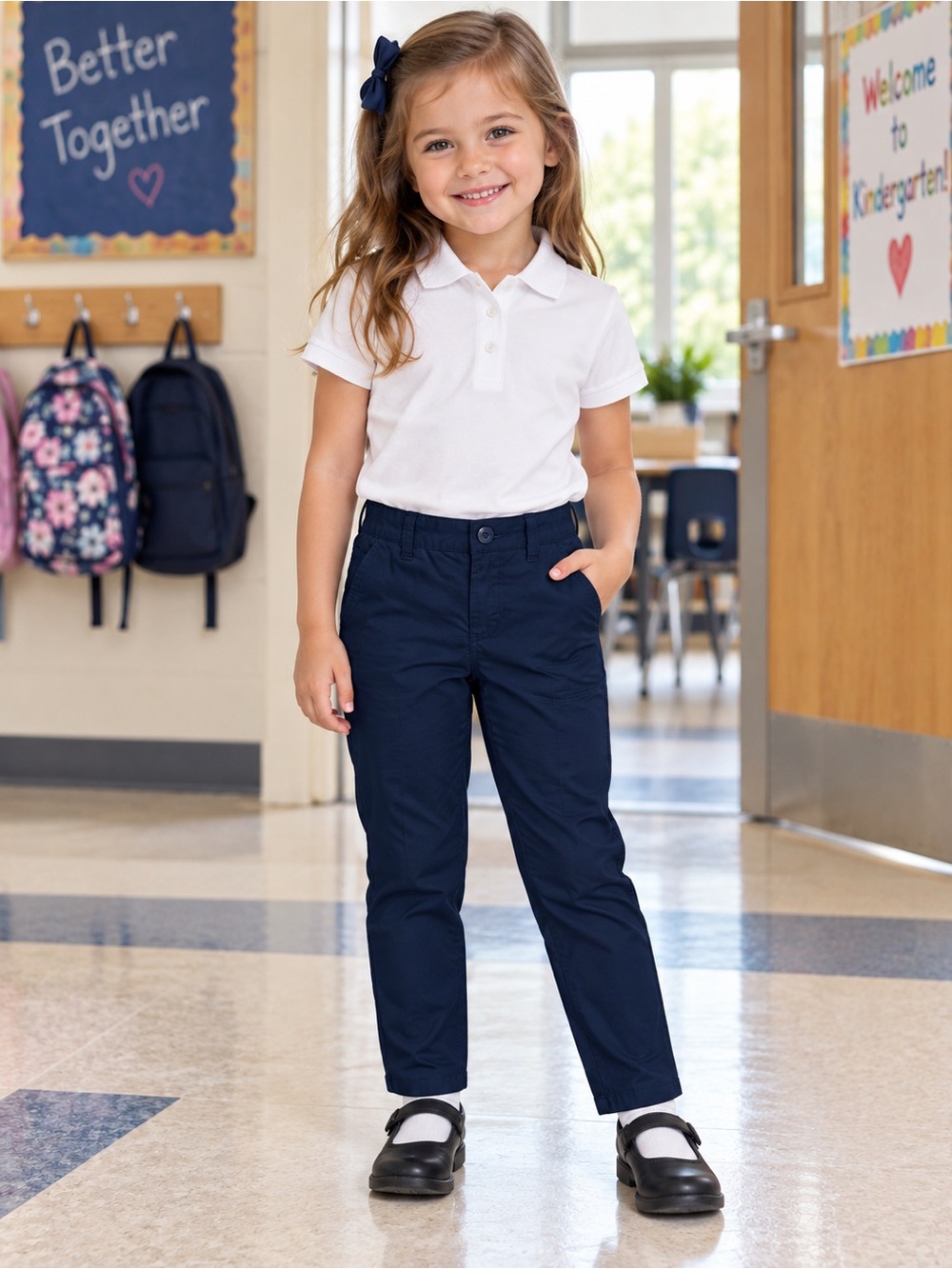 H&M Unisex Navy School Uniform Pants Size 5T Relaxed Tapered Leg NWOT